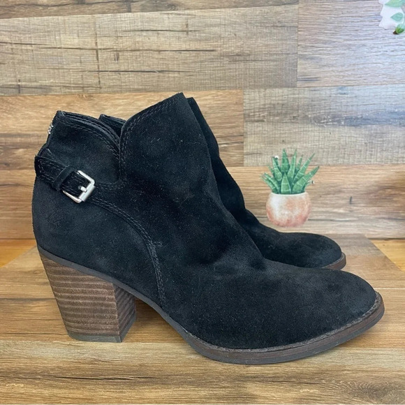 Sam Edelman Miriam Burnished Black Suede Zip Ankle Booties Size 8 - Picture 1 of 9